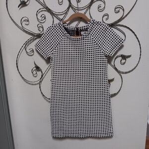 Lou & Grey black and white check stretch cotton blend sheath dress, XS